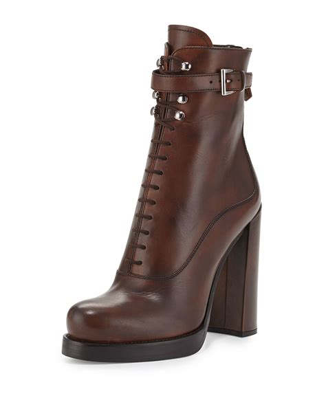 buy womens lace up prada boot ankle leather and csnvas|ladies prada ankle boots.